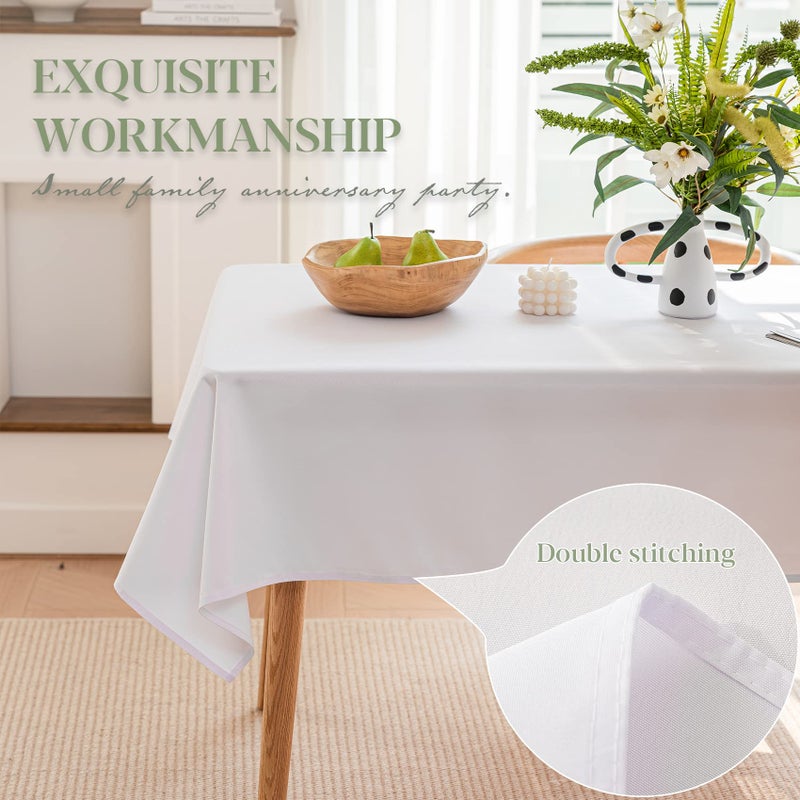 BYDOLL Table Cloth White 60x102 Inch Tablecloth for 6 Foot Rectangle Tables Outdoor Washable Wrinkle Free and Spillproof Polyester Tablecloth for Festival Camping Picnic Party Cover - Image 3